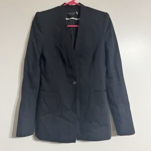 Women's Alice + Olivia Employed Collarless Blazer Suit Jacket Size 6 Black‎
